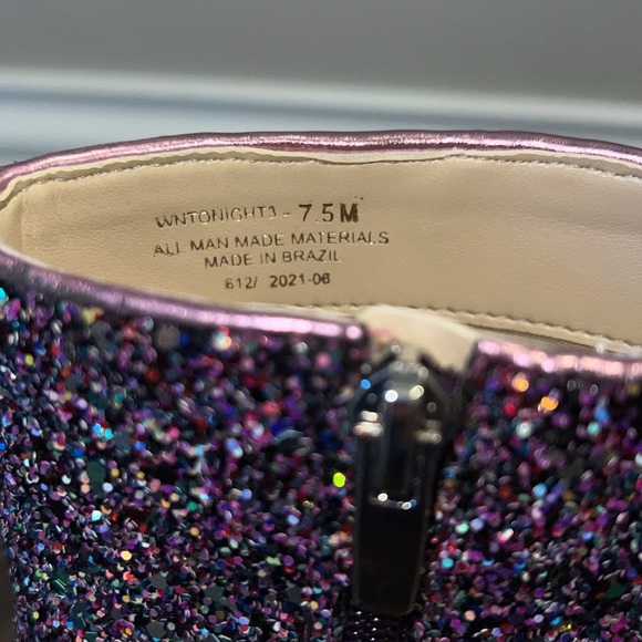 NEW Nine West Tonight Purple Glitter Heeled Ankle Boot - Picture 7 of 8